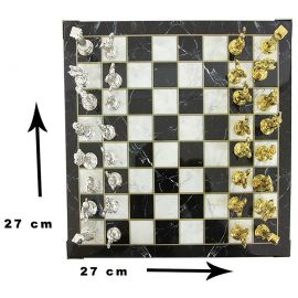 Satranç Takımı Mermer Desenli Zamak Taşlı (Large)