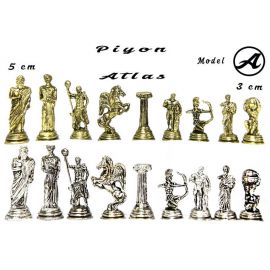 Satranç Takımı Mermer Desenli Zamak Taşlı (Medium)