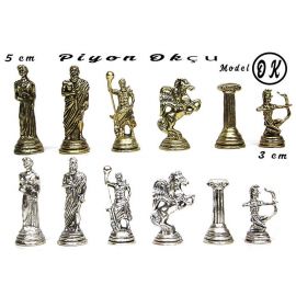 Satranç Takımı Mermer Desenli Zamak Taşlı (Medium)