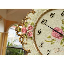 Sarkaçlı Gül Motifli Duvar Saati