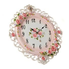 Modern İncili ve Gül Kabartmalı Duvar Saati
