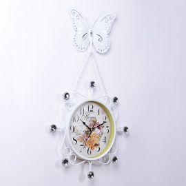 Askılı Kelebekli Metal Duvar Saati