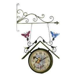 Kelebekli Çift Taraflı Duvar Saati