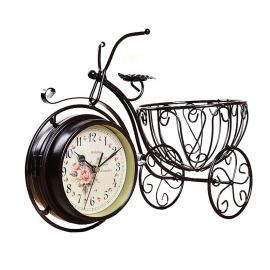 Ferforje Saat Bisikletli Çiçeklik