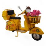 Dekoratif Metal Vintage Sepetli Vespa Scooter - Sarı