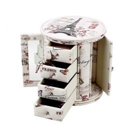 Deri Kaplama Çekmeceli Takı Kutusu