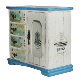 Marin Temalı 4 Çekmeceli Ahşap Takı Kutusu