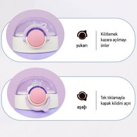 Cute Baby Paslanmaz Çelik Silikonlu 600 ML Askılı Biberon Termos