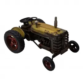 Dekoratif El Yapımı Metal Traktör ve Römork