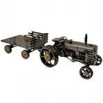 Metal Vintage Dekoratif Traktör ve Römork Maketi - El Yapımı Ev ve Ofis Dekoru