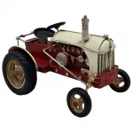 Vintage Metal Kırmızı-Krem Traktör Figürü ve Masaüstü Dekoratif Obje