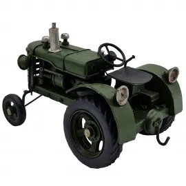 El Yapımı Metal Yeşil Bahçe Traktörü Figürü - Çiftçiye Özel Ofis Hediyesi