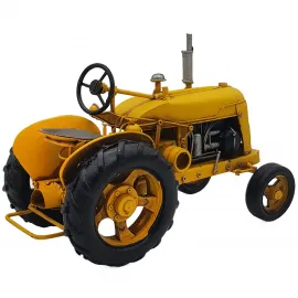 Dekoratif Metal Traktör, El Yapımı Eskitme Sarı Traktör Maketi, Nostaljik Obje ve Tarım Hediyesi