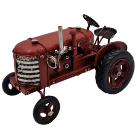 Vintage Metal Kırmızı Dekoratif Traktör Biblo - Dolap Raf Masa Süsü