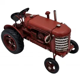 Vintage Metal Kırmızı Dekoratif Traktör Biblo - Dolap Raf Masa Süsü