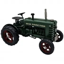 Vintage Yeşil Metal Traktör Modeli El Yapımı Dekoratif Biblo
