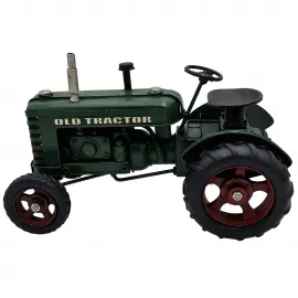 Vintage Yeşil Metal Traktör Modeli El Yapımı Dekoratif Biblo