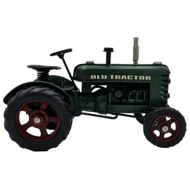 Vintage Yeşil Metal Traktör Modeli El Yapımı Dekoratif Biblo
