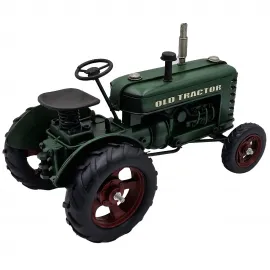 Vintage Yeşil Metal Traktör Modeli El Yapımı Dekoratif Biblo