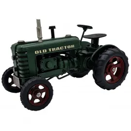 Vintage Yeşil Metal Traktör Modeli El Yapımı Dekoratif Biblo