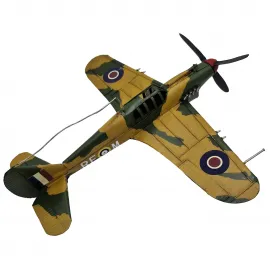 Antik Yeşil Kamuflajlı Metal Dekoratif Uçak Modeli - Vintage Savaş Uçağı Biblo