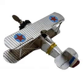 Dekoratif Çift Kanatlı Metal Uçak Biblo