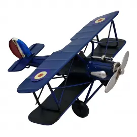 Dekoratif El Yapımı Metal Uçak Modeli - Mavi