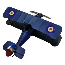 Dekoratif El Yapımı Metal Uçak Modeli - Mavi