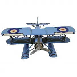 Vintage Mavi Metal Deniz Uçağı Maketi Dekoratif Koleksiyonluk El Yapımı Model