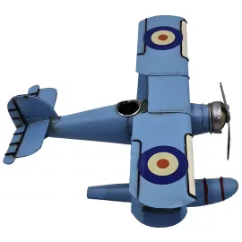 Vintage Mavi Metal Deniz Uçağı Maketi Dekoratif Koleksiyonluk El Yapımı Model