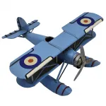 Vintage Mavi Metal Deniz Uçağı Maketi Dekoratif Koleksiyonluk El Yapımı Model