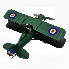 Yeşil Vintage Metal Çift Kanatlı Maket Uçak Dekoru Koleksiyonluk Model