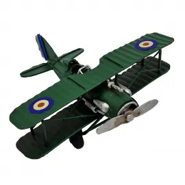 Yeşil Vintage Metal Çift Kanatlı Maket Uçak Dekoru Koleksiyonluk Model