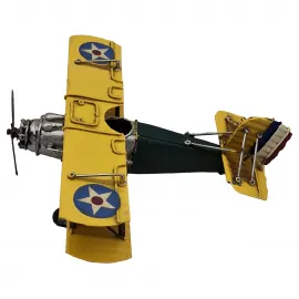 Dekoratif Uçak Nostaljik Metal Çift Kanatlı Savaş Uçağı Biblo