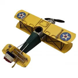 Dekoratif Uçak Nostaljik Metal Çift Kanatlı Savaş Uçağı Biblo