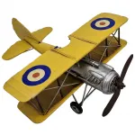 Gökyüzünün Nostaljik Ruhu: El Yapımı Sarı Metal Dekoratif Biplane Uçak Maketi