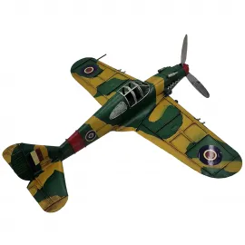 Vintage Askeri Uçak Modeli - Metal El Yapımı Dekoratif Savaş Uçağı Biblo