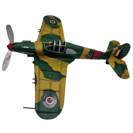 Vintage Askeri Uçak Modeli - Metal El Yapımı Dekoratif Savaş Uçağı Biblo