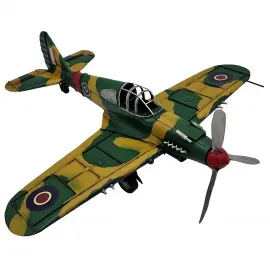 Vintage Askeri Uçak Modeli - Metal El Yapımı Dekoratif Savaş Uçağı Biblo