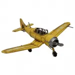 Vintage Sarı Metal Maket Uçak - Dekoratif Koleksiyon Model