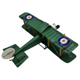 Vintage Metal Biplane Çift kanatlı Dekoratif Uçak Modeli - ASQMS Koleksiyon Serisi