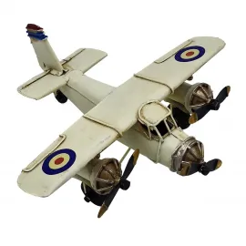 Dekoratif Metal Nostaljik Uçak - 3 Pervaneli