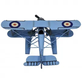 Büyük Boy Vintage Mavi Metal Deniz Uçağı Maketi Dekoratif Koleksiyonluk El Yapımı Model