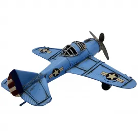 El Yapımı Dekoratif Koleksiyonluk Uçak Figürü Nostaljik Pervaneli Savaş Uçağı Biblo