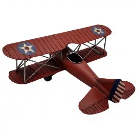 Dekoratif Çift Kanatlı Uçak - El boyaması ve Eskitme Savaş Uçağı