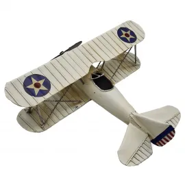 Dekoratif Çift Kanatlı Uçak – Metal, Eskitme, Yıldız Armalı Vintage Model