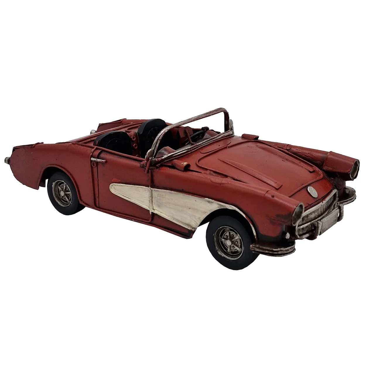 Vintage Kırmızı Spor Cabrio Metal Araba Dekoratif Figür - Klasik Otomobil Biblo