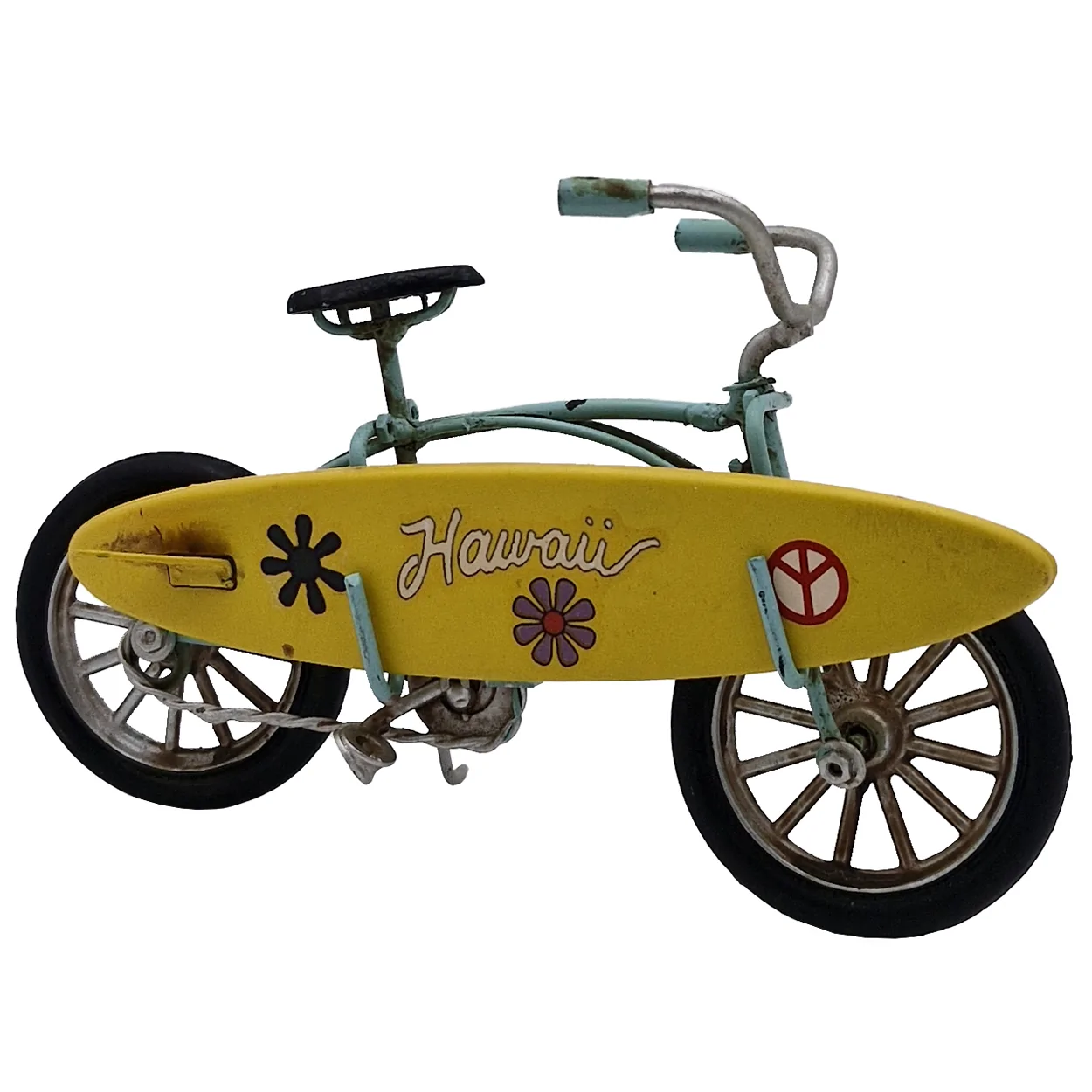 Vintage Hawaii Sörf Tahtalı Bisiklet Biblo Dekoratif Metal Masa Üstü Ofis Aksesuarı