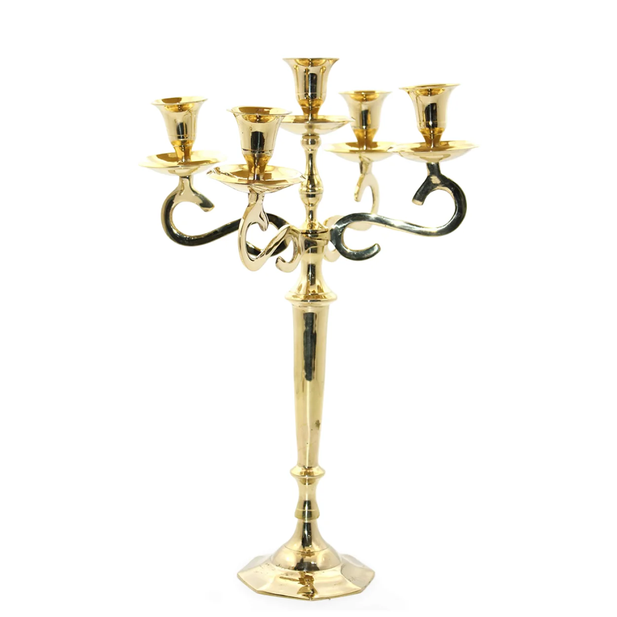 Zarif Pirinç 5 Kollu Şamdan | Vintage Dekoratif Masa & Şömine Üstü Candelabra Zarif Pirinç 5 Kollu Şamdan | Vintage Dekoratif Masa & Şömine Üstü Candelabra