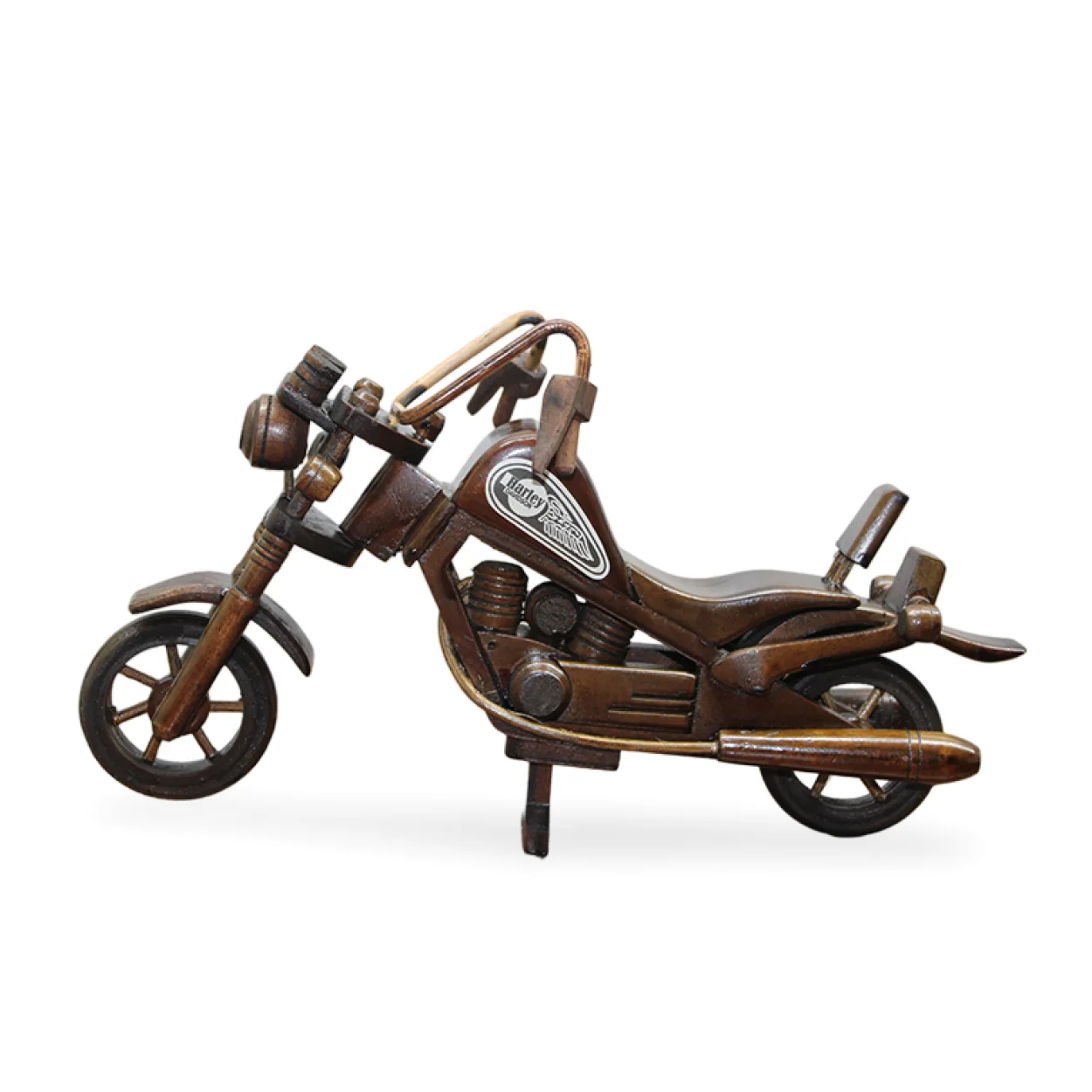 El Yapımı Ahşap Harley Motor Biblo | Orta Boy L | Dekoratif Vintage Motosiklet Figürü